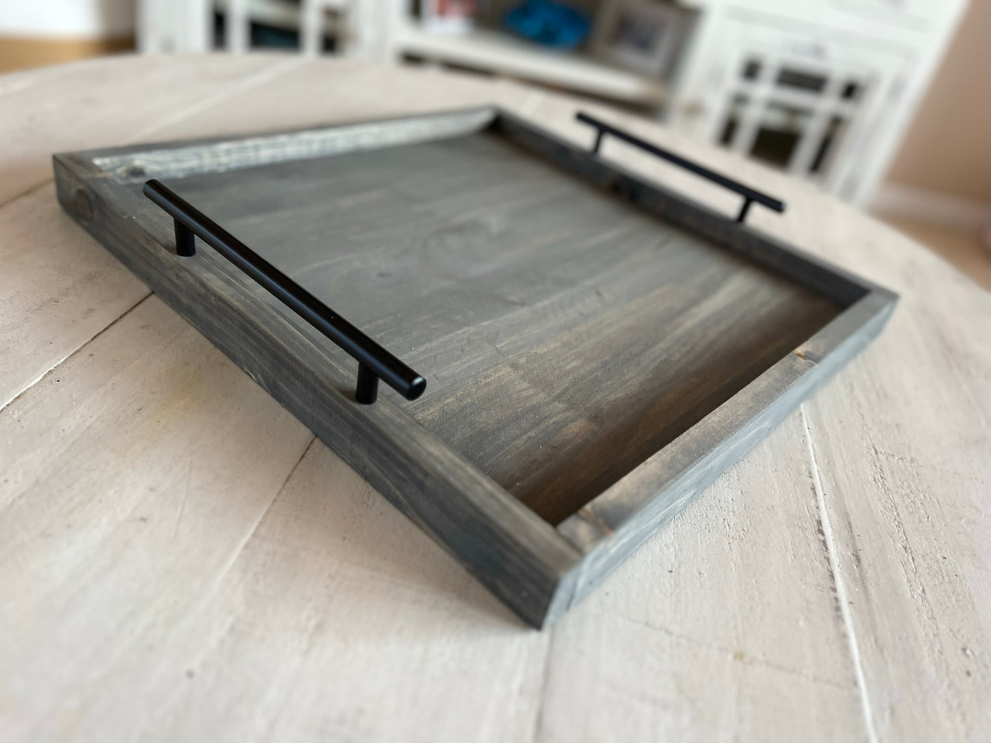 24" x 24" - Rustic Farmhouse Ottoman Tray