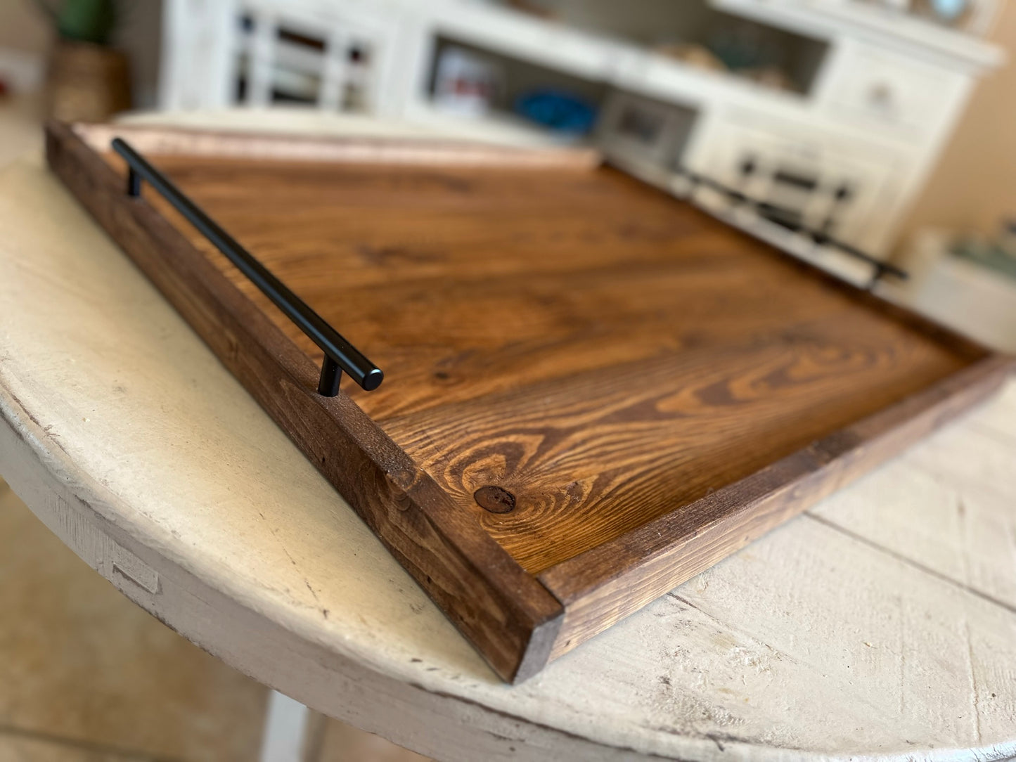 24" x 24" - Rustic Farmhouse Ottoman Tray