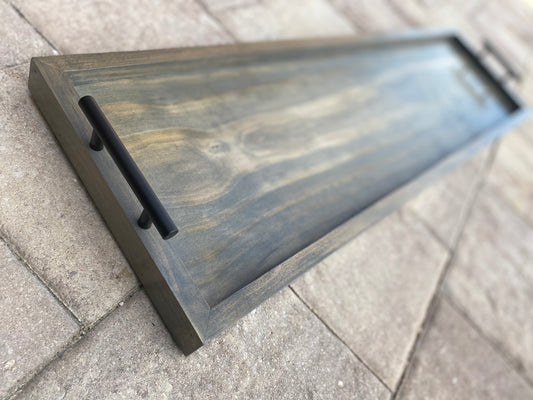 Weathered Gray 5' and 6' Mid-Century Long Tray - Dining Room Table and Fireplace Mantel