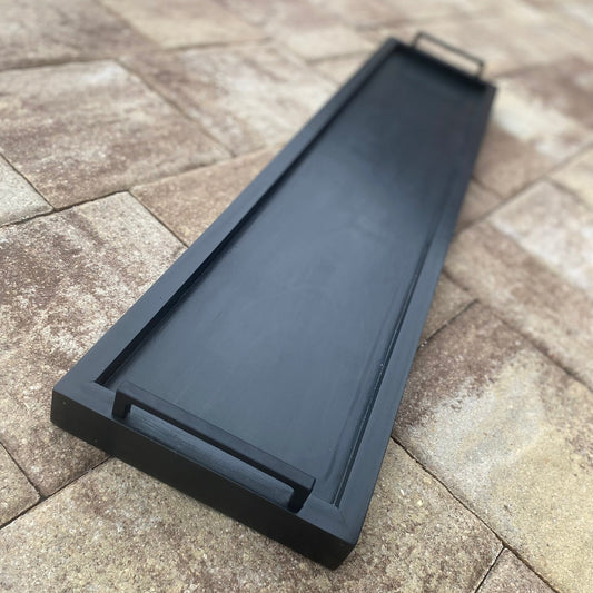 Classic Black 5' and 6' Mid-Century Long Tray - Dining Room Table and Fireplace Mantel