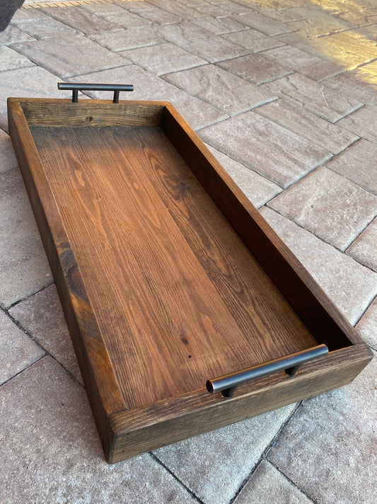 24" x 28" - Rustic Farmhouse Ottoman Tray - Deep Rim