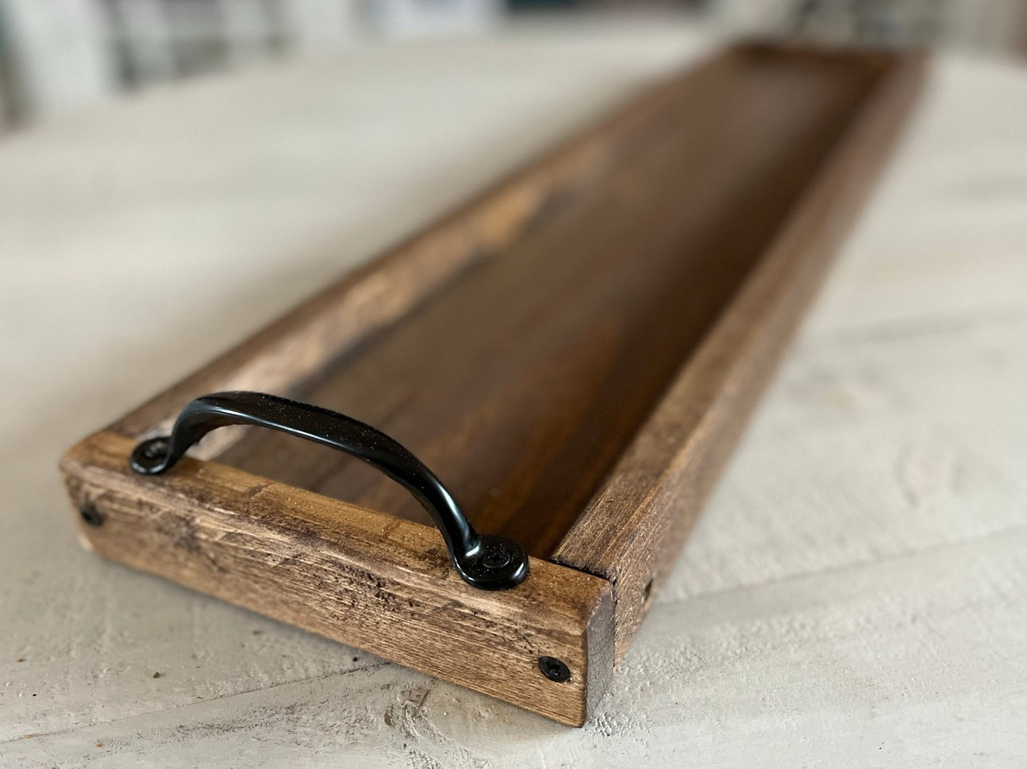 Dark Walnut - American Farmhouse Long Tray with Handles