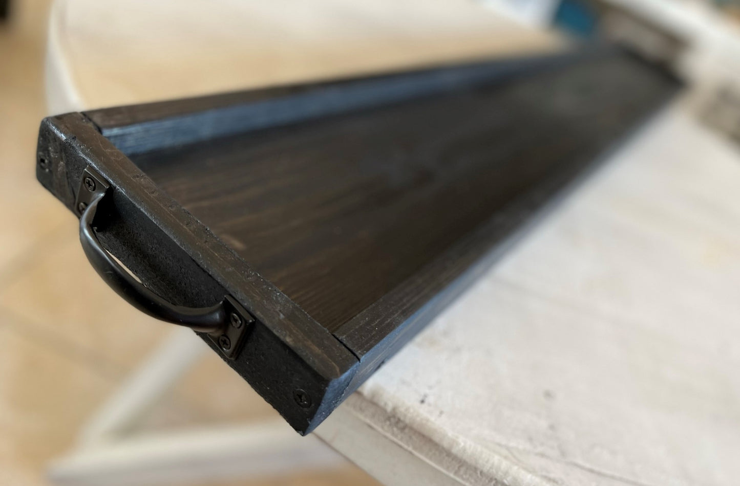 Classic Black - Rustic Farmhouse Long Tray with Handles