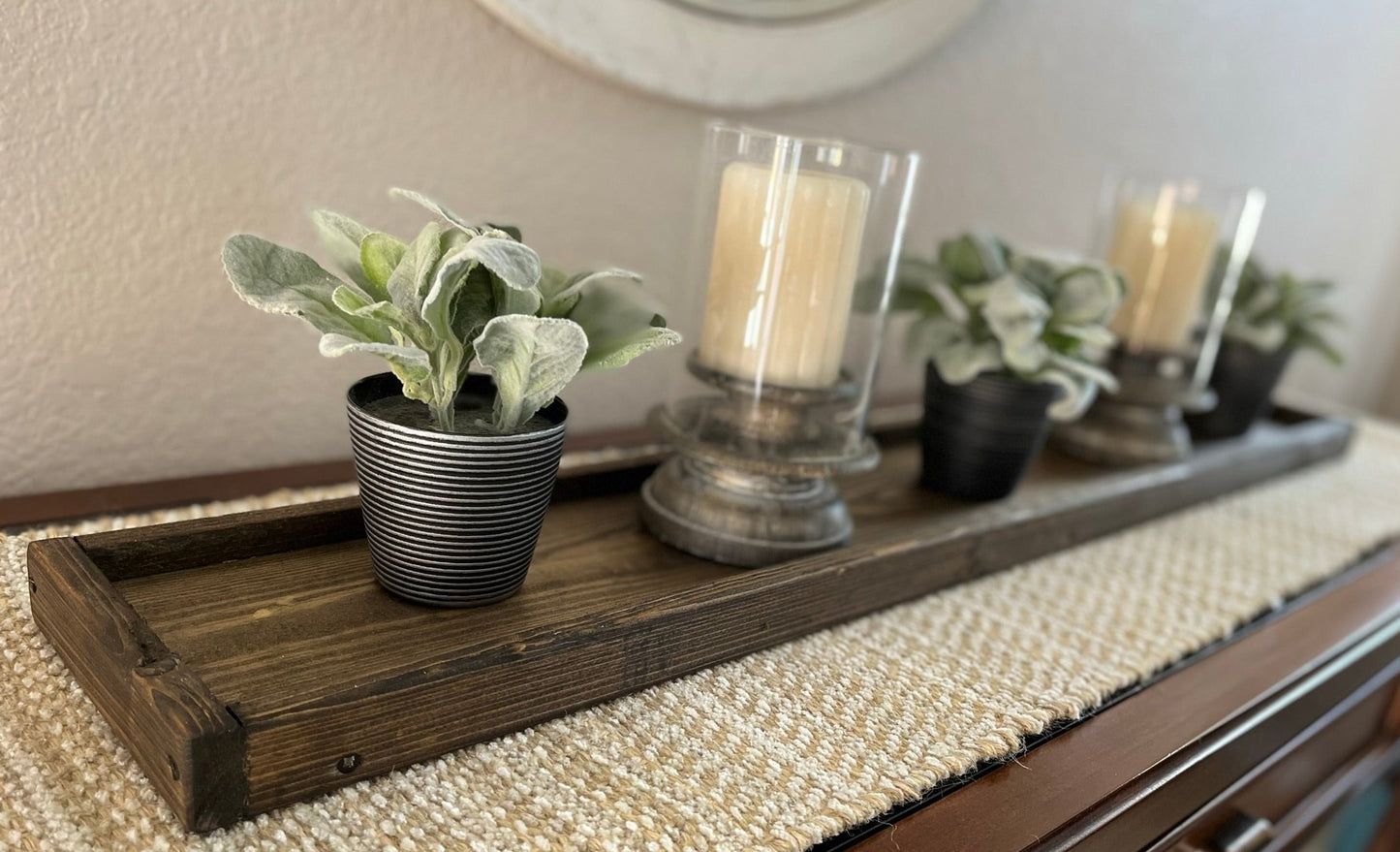 Dark Walnut - Rustic Farmhouse Long Tray