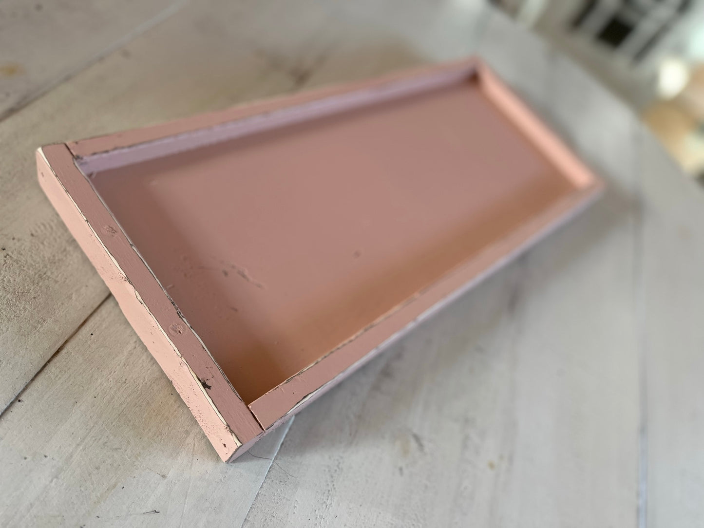 Palm Beach Pink Coastal - Rustic Distressed Long Tray
