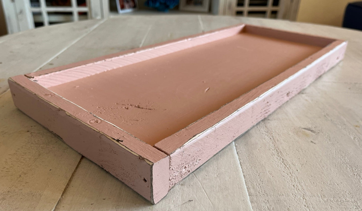 Palm Beach Pink Coastal - Rustic Distressed Long Tray