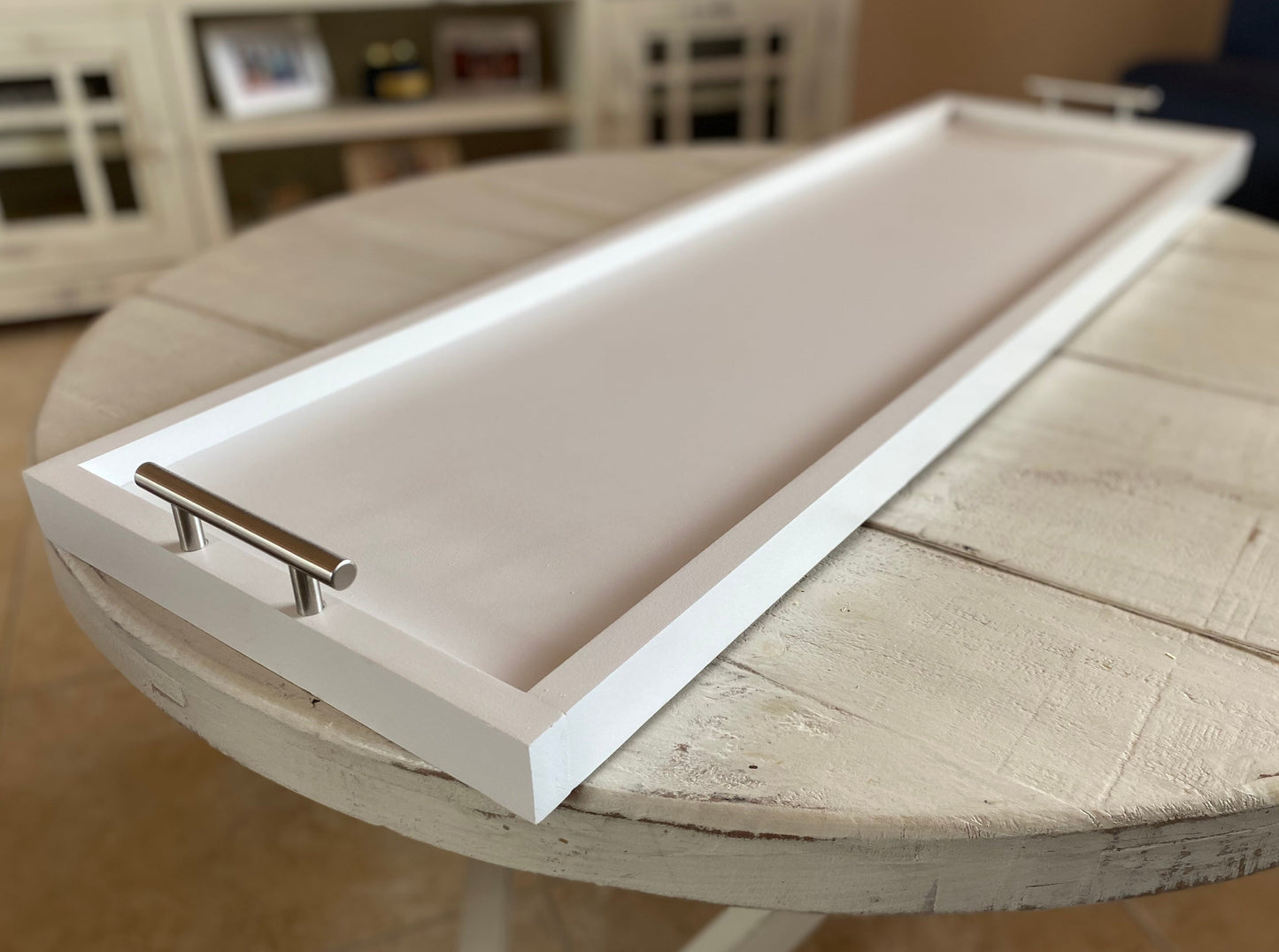 White - Modern Long Tray with Handles