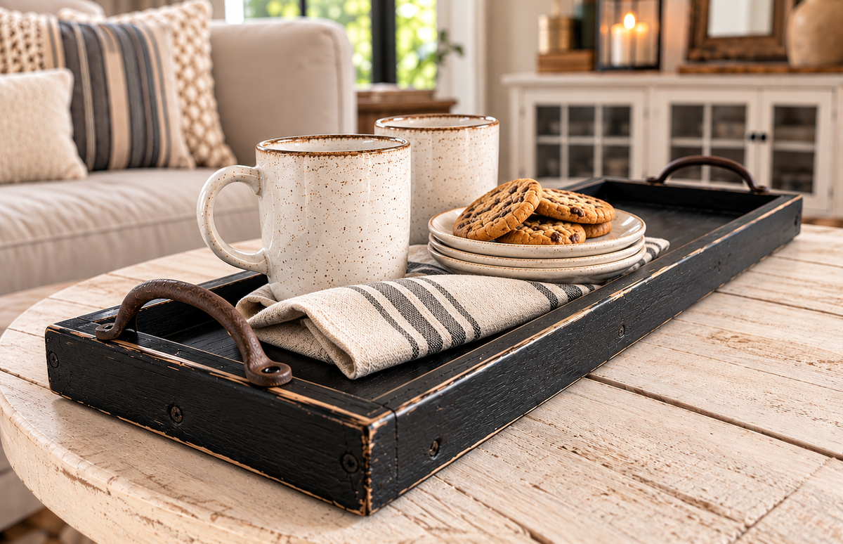Rustic Farmhouse Long Wooden Tray