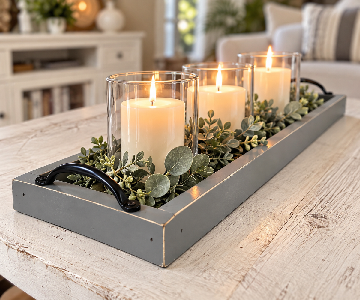 Rustic Farmhouse Long Wooden Tray