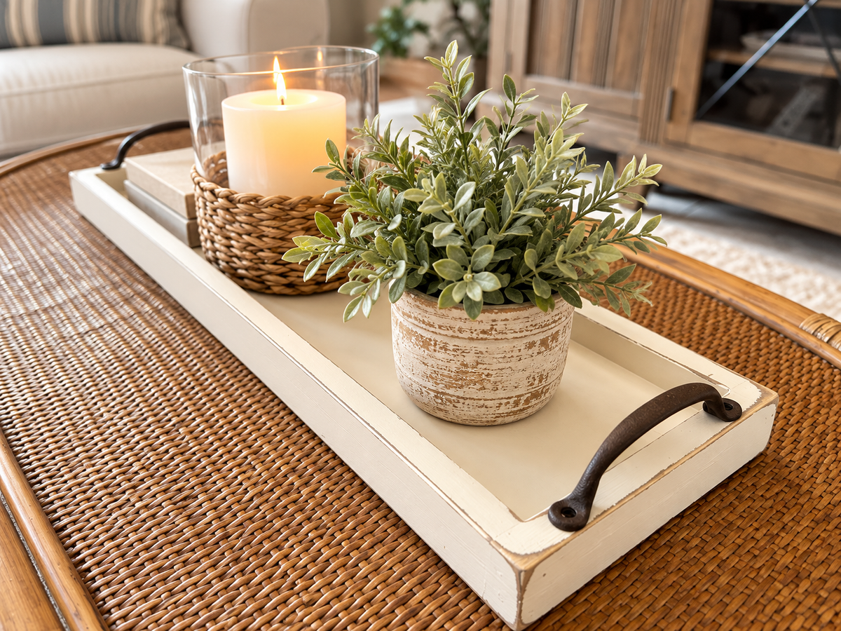 Rustic Farmhouse Long Wooden Tray