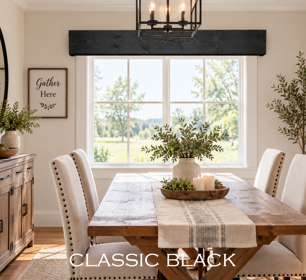 Open Top Design Wood Valance - Classic Black