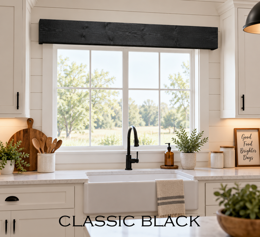 Open Top Design Wood Valance - Classic Black