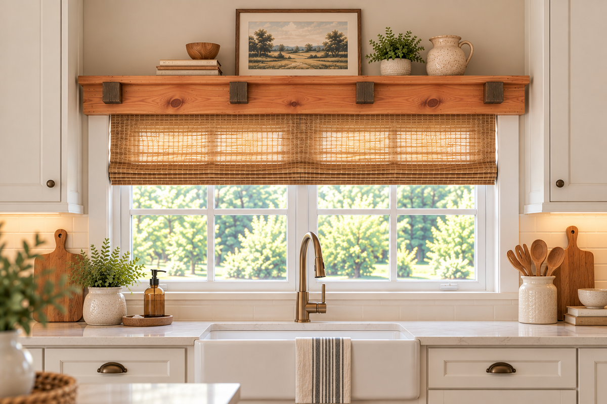 Corbel and Top Shelf Wood Window Valance