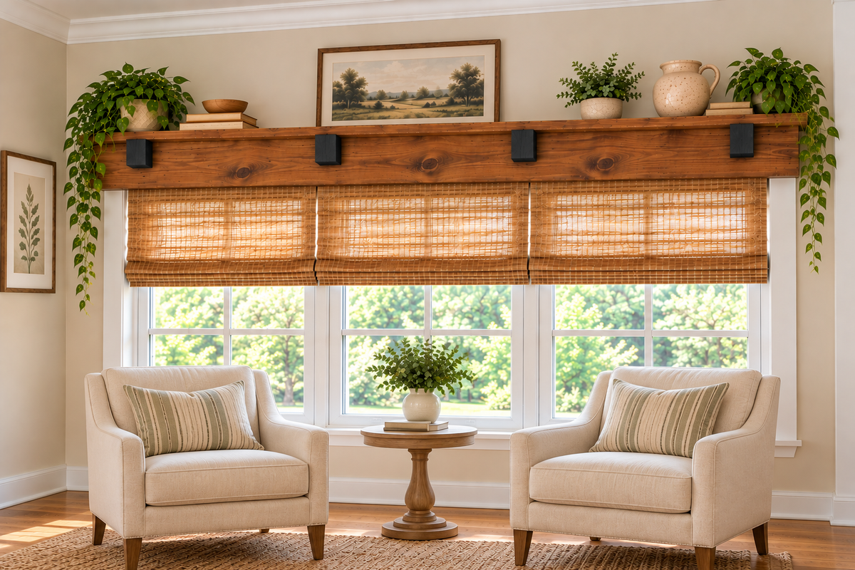 Corbel and Top Shelf Wood Window Valance