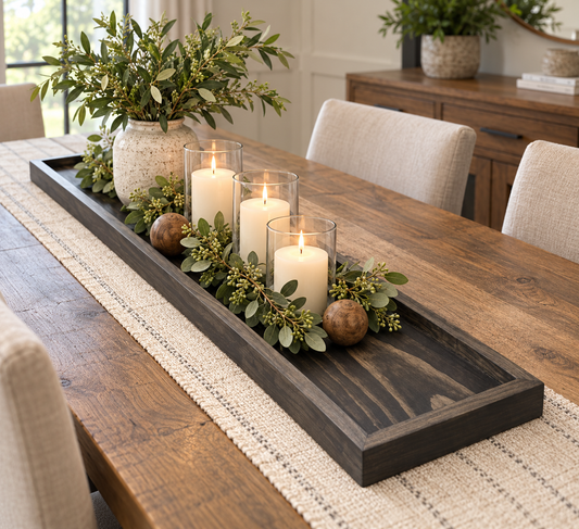 Espresso Modern Mid Century Long Wooden Tray