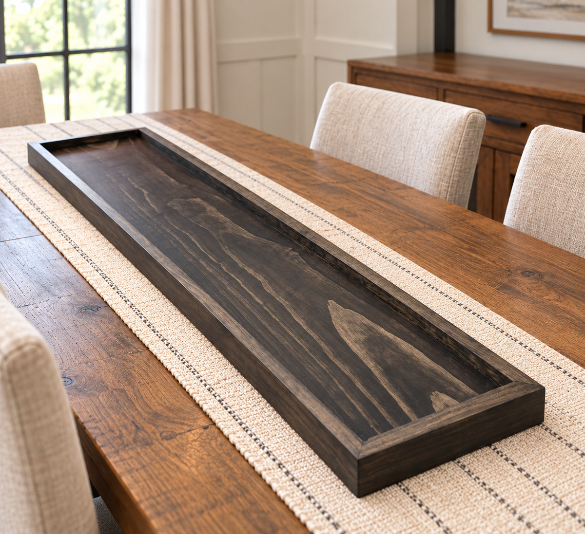 Espresso Modern Mid Century Long Wooden Tray