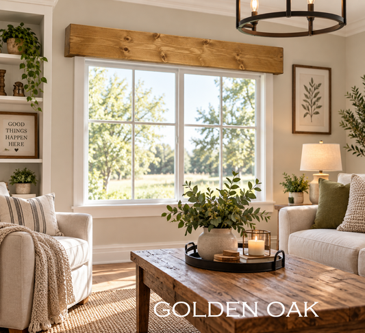 Open Top Design Wood Window Valance - Golden Oak