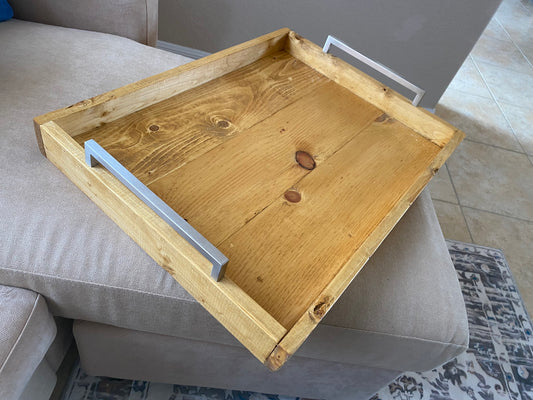 18" x 18" - Rustic Farmhouse Ottoman Tray - Deep Rim