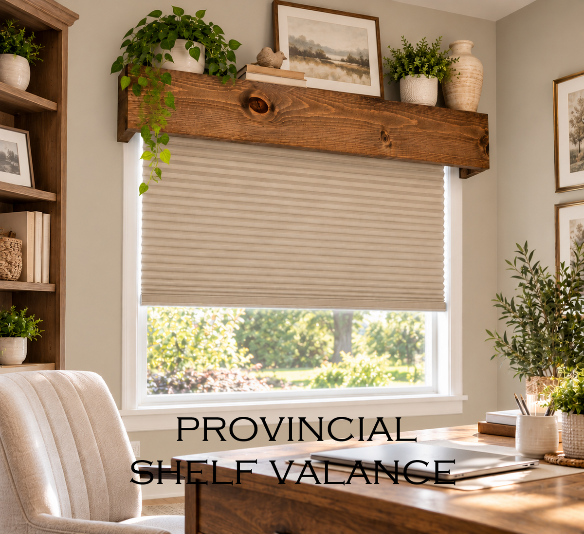 Top Shelf Wood Window Valance - Provincial Light Walnut