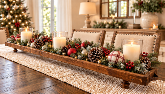 Dark Walnut Farmhouse Long Wooden Tray Riser