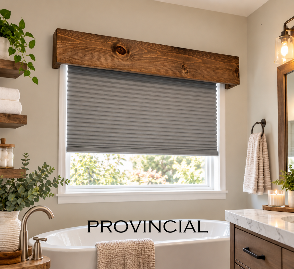 Open Top Design Wood Window Valance - Provincial Light Walnut