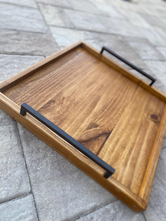 18" x 18" - Rustic Farmhouse Ottoman Tray