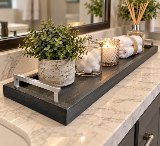 Weathered Gray Modern Mid Century Long Wooden Tray