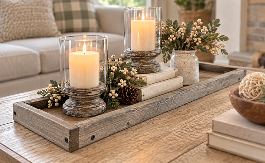 Weathered Gray Farmhouse Long Wooden Tray