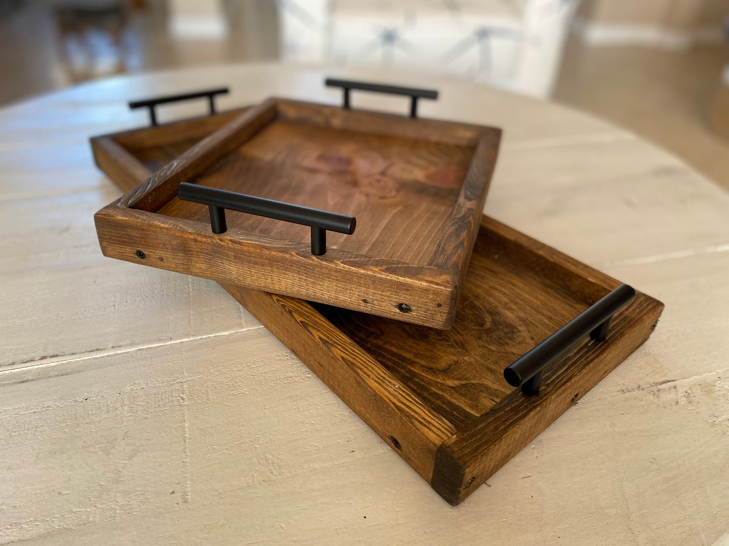 Dark Walnut - Modern Farmhouse Long Tray with Handles