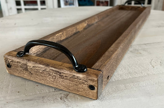 Dark Walnut - American Farmhouse Long Tray with Handles