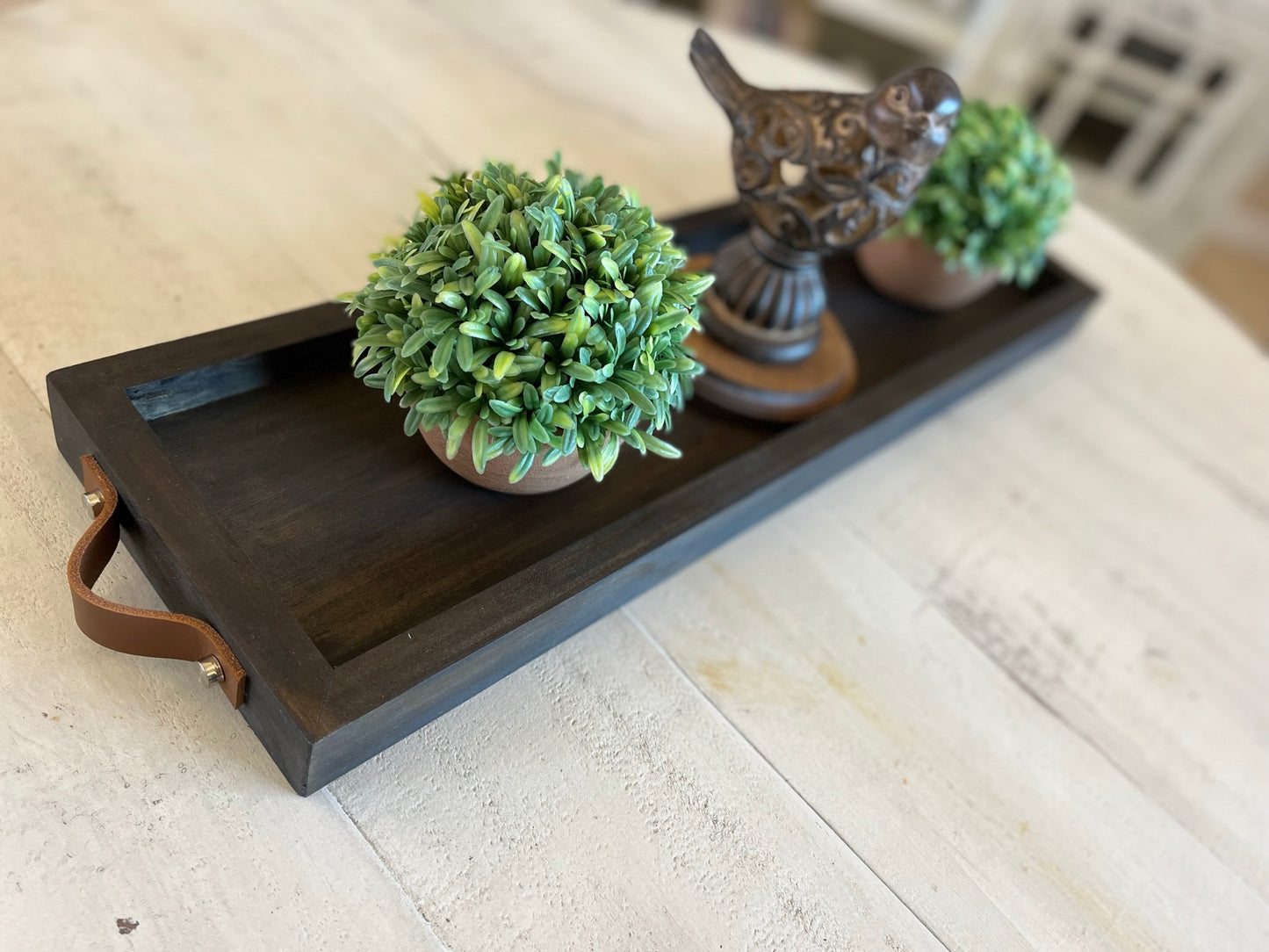 Dark Walnut - Urban Western Long Tray with Leather Handles