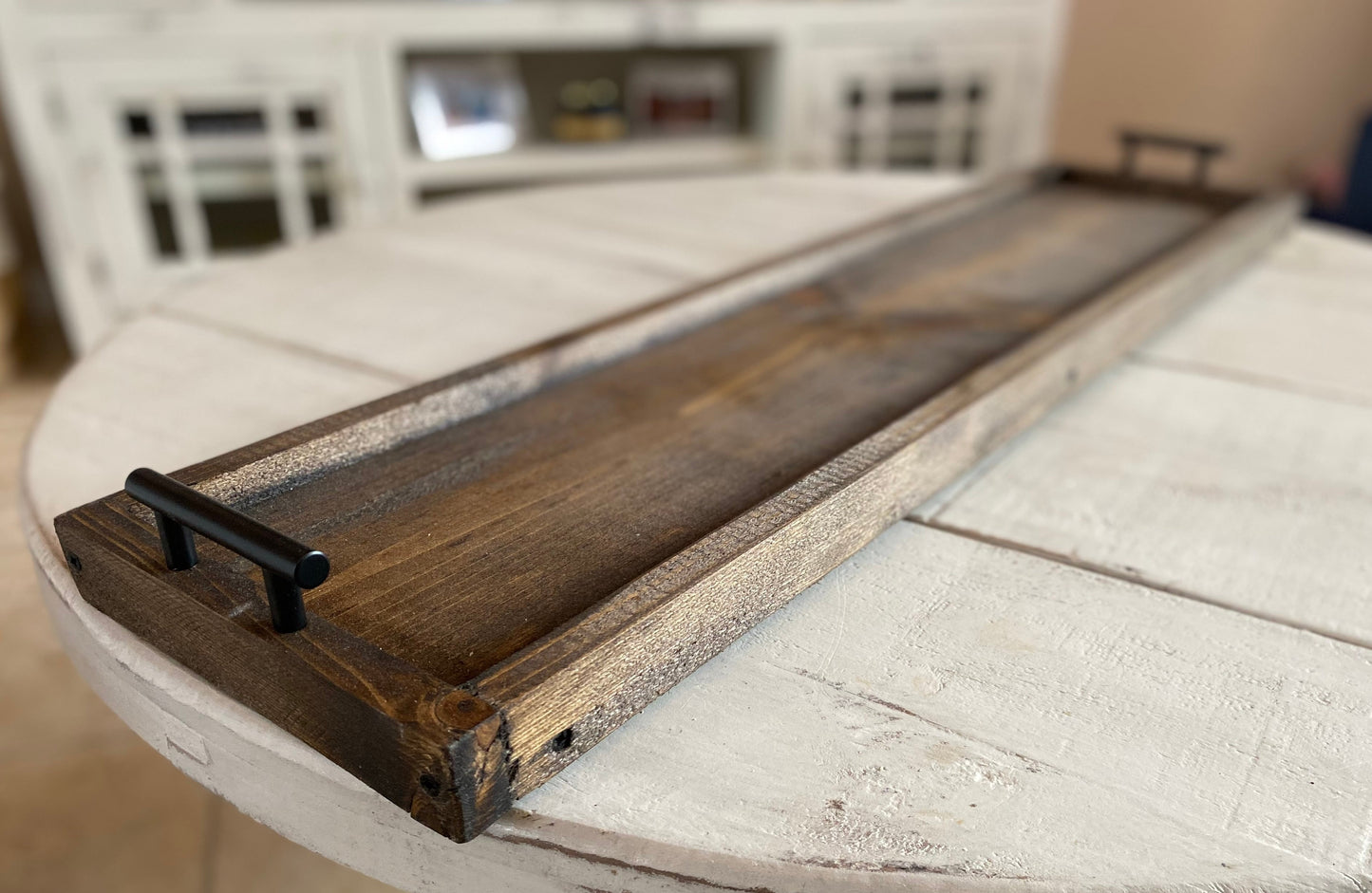 Dark Walnut - Modern Farmhouse Long Tray with Handles