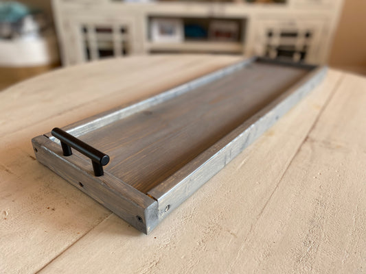 Weathered Gray - Modern Farmhouse Long Tray with Handles